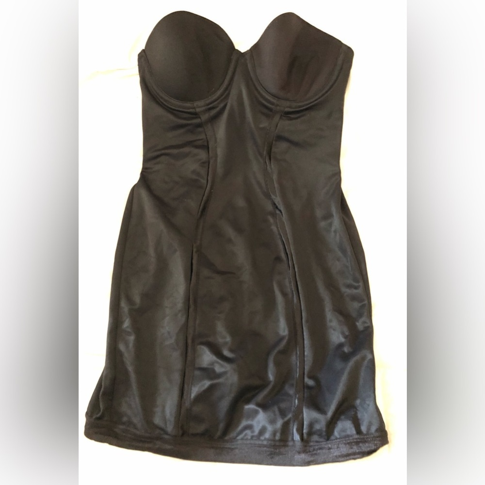 Flexees Black Strapless Full  Body Slip 34B Firm Control Shapewear  2304